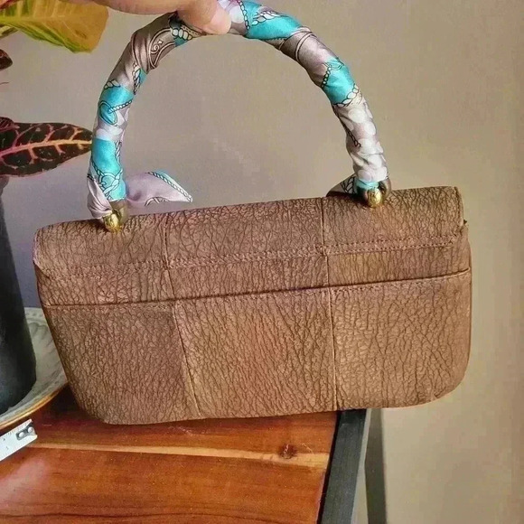 Rare Find Vintage TOHPO Brown Leather/Suede Bag Snap Button / Zip - Picture 2 of 10